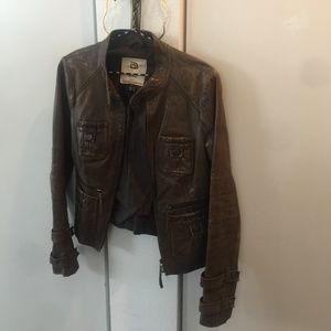 Blanc Noir Raw brown leather jacket S